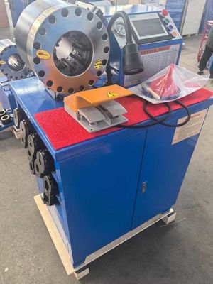 PLC Control System 2 Inch High Model Blue Color 10 Dies Hydraulic Hose Crimping Machine With 600T Crimping Force