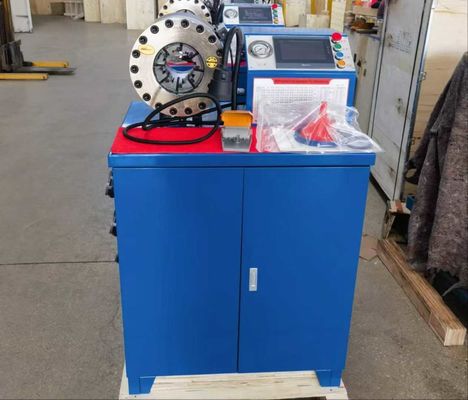 Siemens Touch Screen 2 Inch High Model Blue Color 10 Dies Hose Crimper / Rubber Hose Crimping Machine Reliable Performance With 600T Crimping Force