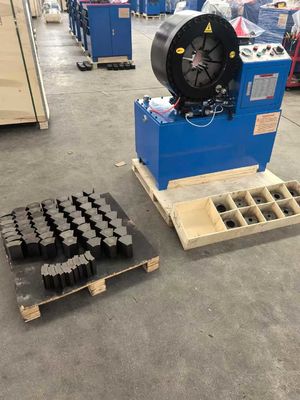 Hydraulic Electric 4 Inch 4-102 Mm Blue Color Basic Model Shorter Model 4 Layers Hose Big Size Industrial Braided Hose Crimping Machine 4 Kw Compact Structure