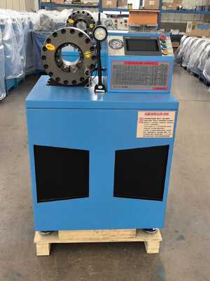 2 Inch Sky Blue Color Nice Design 600T Crimping Force Blue Color Crimping Size Reach 2.5 Inch With Fast Change Mould Tools Rubber Hose Crimping Machine With 6-51mm Range And 10 Interchangeable Dies