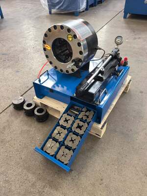 Good price 2 Inch Blue Color High Efficiency 600 Ton Pressure Force Manual Hose Crimping Machine 0 Voltage From  6-51mm Crimping Range And 10 Interchangeable Dies For Hydraulic Applications online