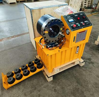 6-51mm 10 Dies Special Design Yellow Color Hydraulic Hose Crimping Machine With 31.5Mpa Oil Pump Pressure 220v/240v/380v/415v Voltage Options And 3KW/4KW Motor Power