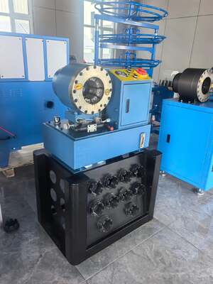 2 Inch Crimping Range Up To 2.5 Inch 64mm Blue Color 220V/240V/380V/415V Voltage Hydraulic Hose Crimping Machine Button Control Systerm With Fast Change Mould Tool And Rack And 10 Interchangeable Dies